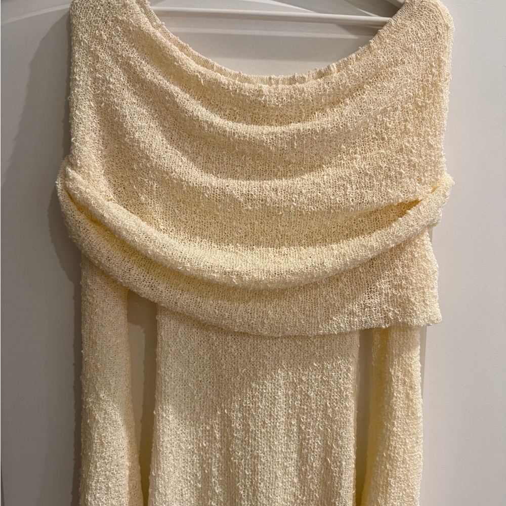 Meshki Cream Textured Long Sleeve Dress